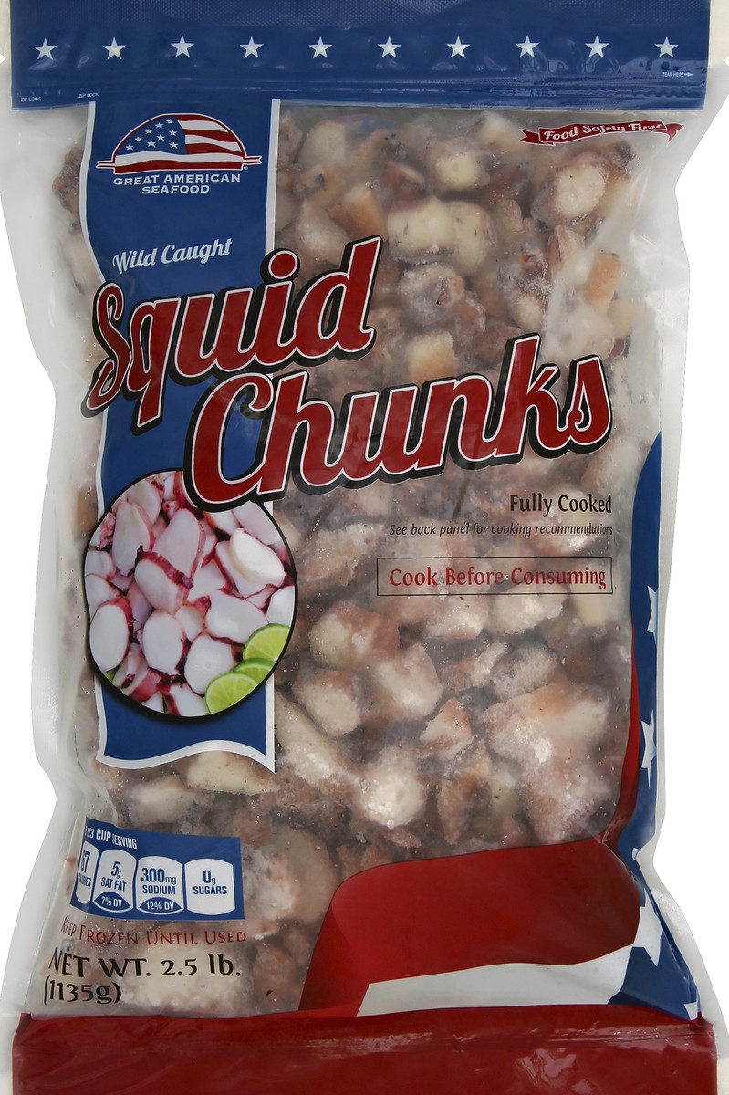 slide 2 of 5, Great American Seafood Squid, Wild Caught, Chunks, 2.5 lb