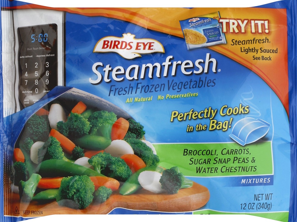 slide 5 of 5, Birds Eye Broccoli, Carrots, Sugar Snap Peas & Water Chestnuts 12 oz, 10.8 oz