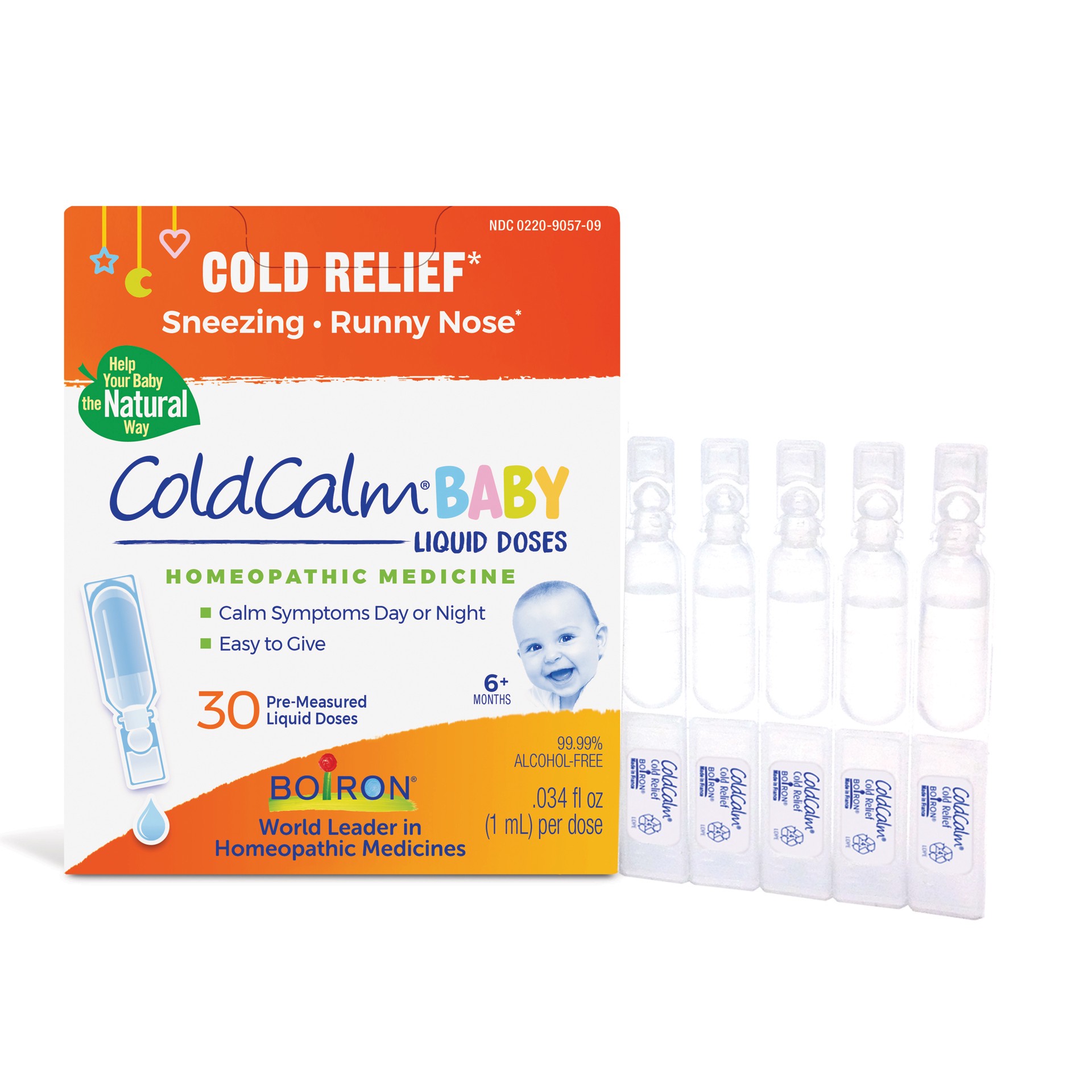 slide 1 of 9, Boiron ColdCalm Baby 30 Single Liquid Doses, 30 ct