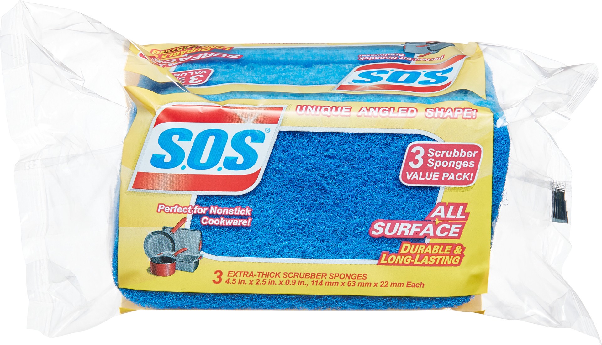 slide 1 of 5, S.O.S. Scrubber Sponge 3 ea, 3 ct