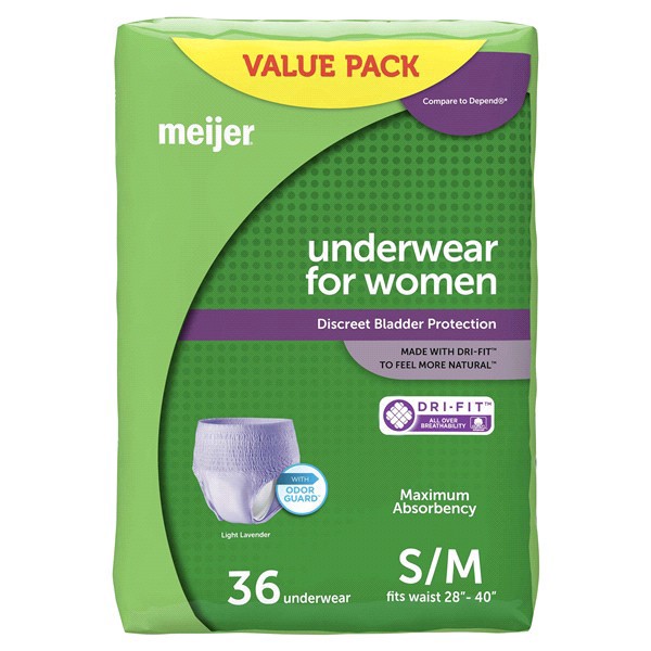 slide 12 of 17, Meijer Underwear for Women, Maximum Absorbency, Small/Medium, 36 ct