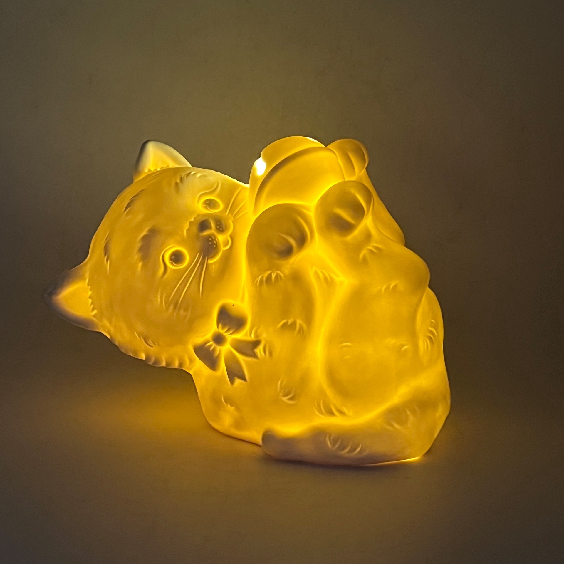 slide 5 of 8, 7" Led Diy Ceramic Cat With Bell Decor By Make Market, 7 in x 4.35 in x 5 in