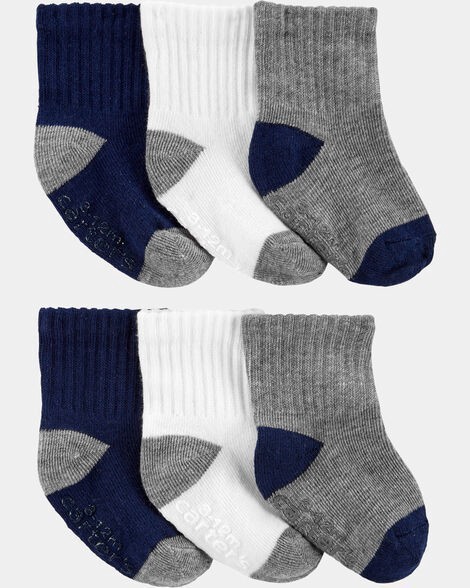 slide 1 of 1, Carter's Carters Toddler Boy 6-Pack Ankle Socks Navy/Grey/White 2T4T, 1 ct