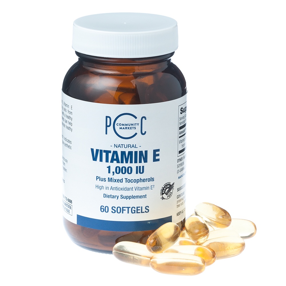 slide 1 of 1, PCC Vitamin E 1000Iu Mixed Tocopherols (Softgels), 60 ct