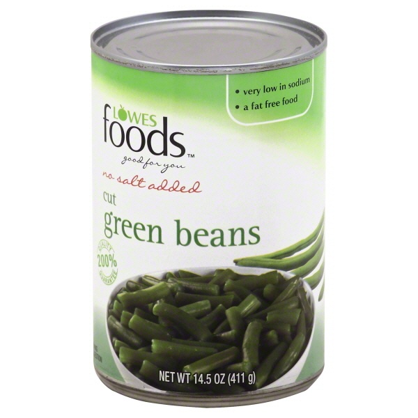 slide 1 of 1, Lowes Foods Cut Green Beans No Salt, 14.5 oz