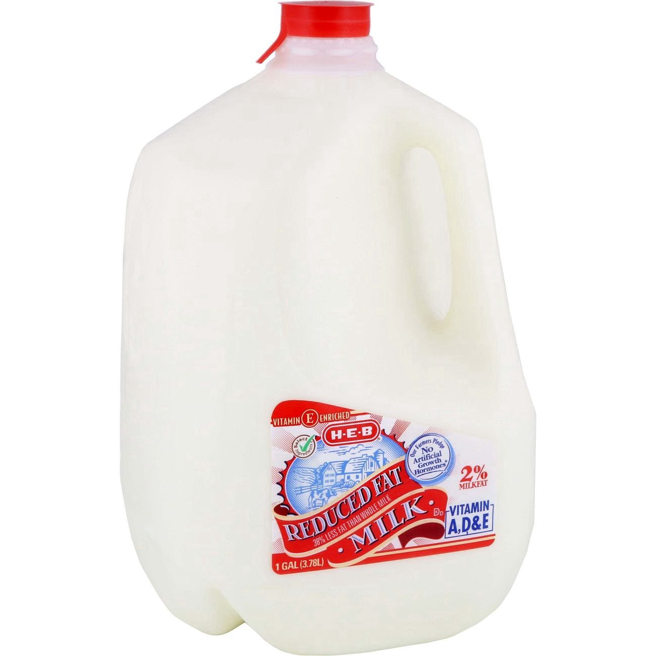 slide 1 of 1, H-E-B Reduced Fat 2% Milkfat Milk, 1 gal