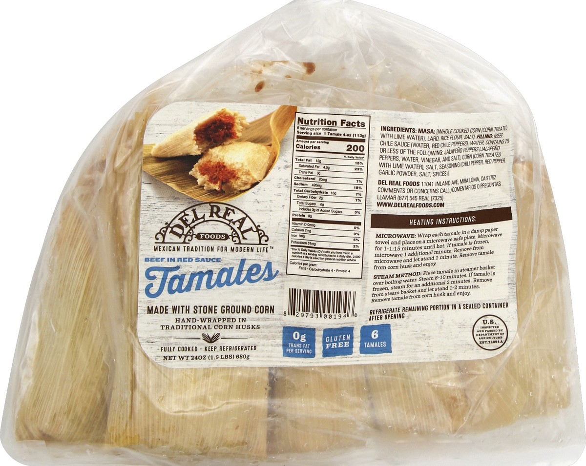 slide 4 of 5, Del Real Foods Tamales 6 ea, 6 ct