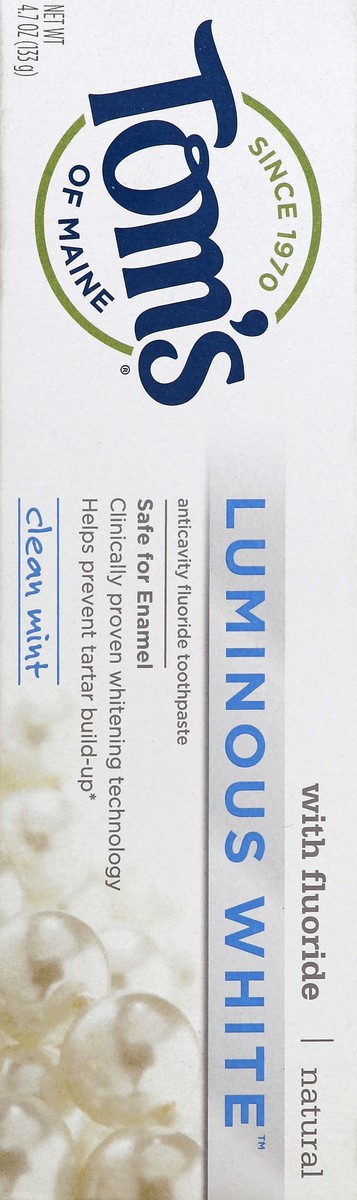 slide 4 of 5, Tom's of Maine Luminous White Clean Mint Natural Toothpaste, 4.7 oz