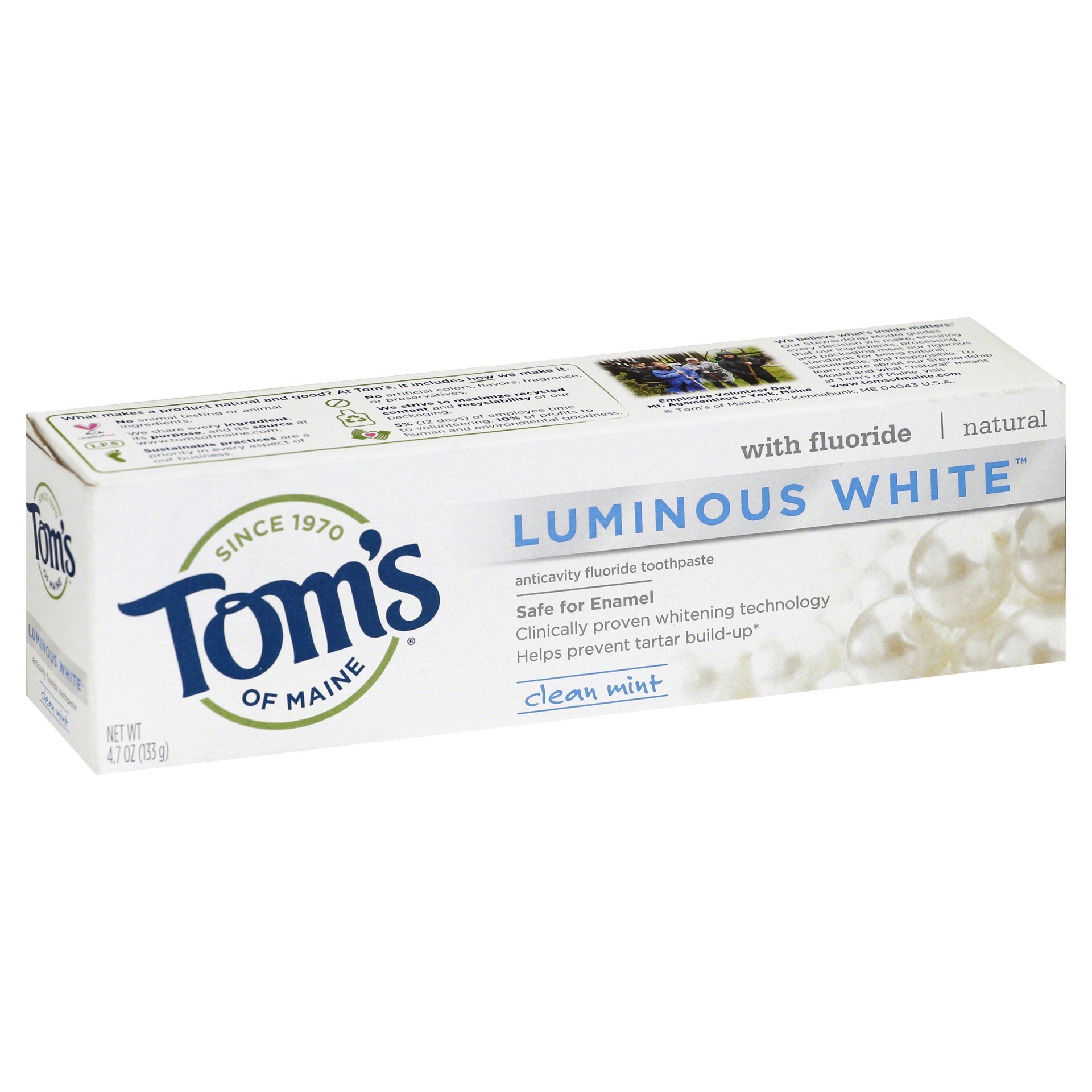 slide 1 of 5, Tom's of Maine Luminous White Clean Mint Natural Toothpaste, 4.7 oz