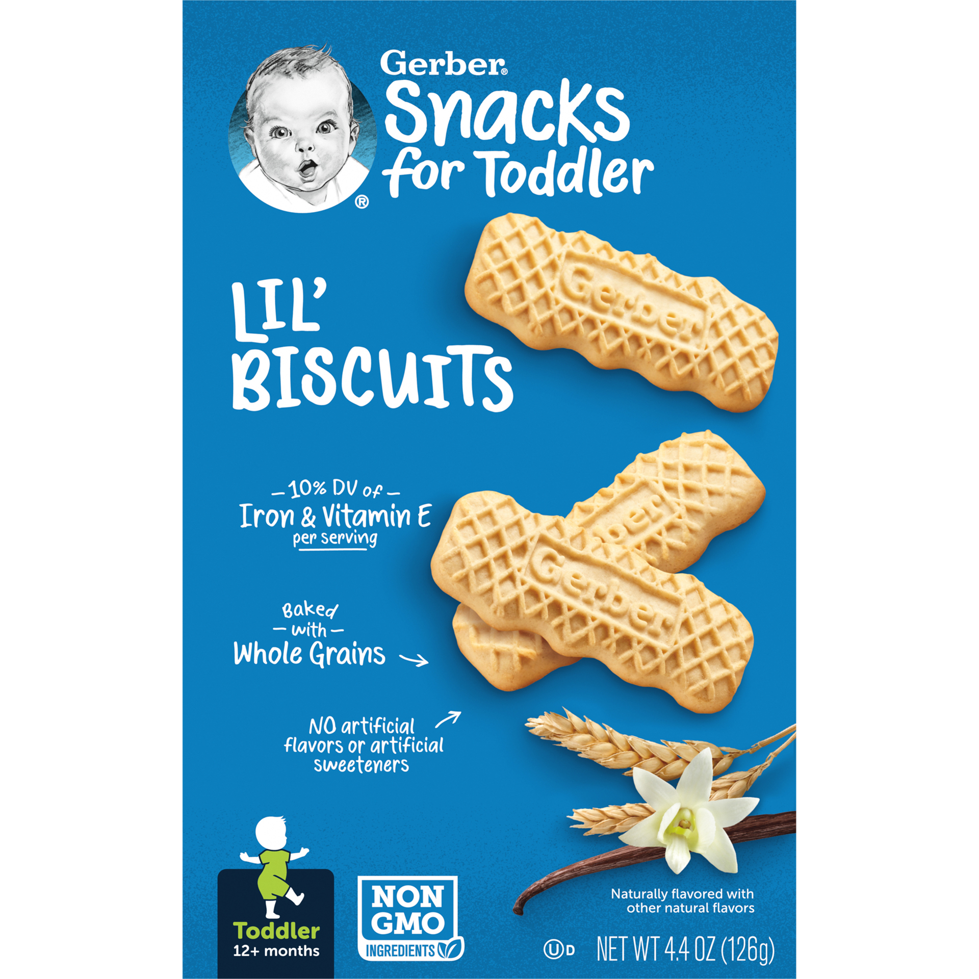 slide 1 of 5, Gerber Lil' Biscuits, Vanilla Wheat, 4.44 oz Box, 4.44 oz