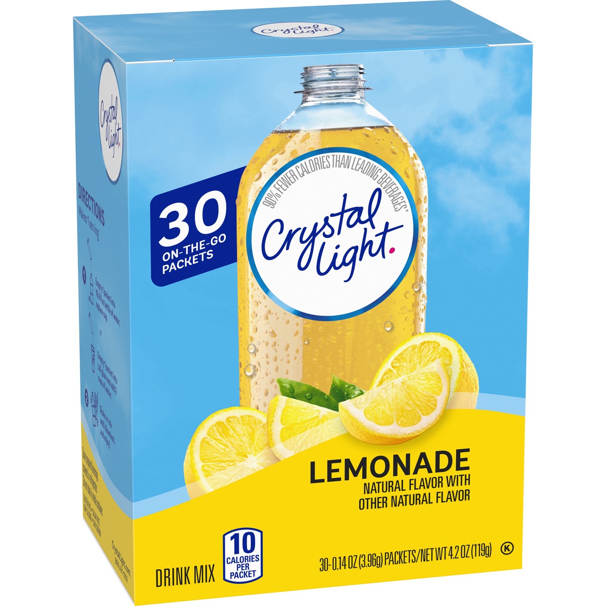 slide 2 of 9, Crystal Light Lemonade Naturally Flavored Powdered Drink Mix, 30 ct On-the-Go-Packets, 30 ct