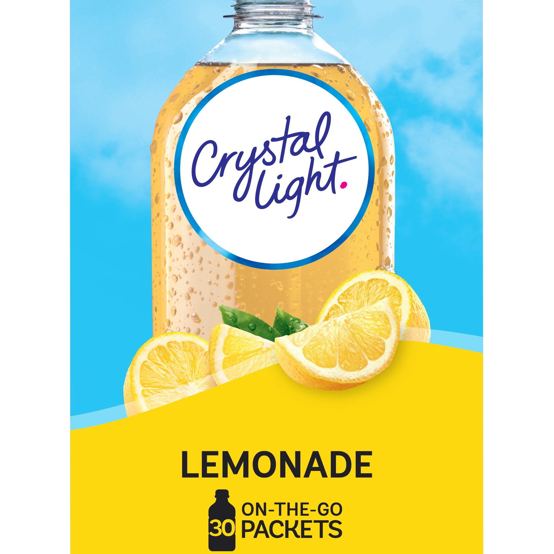 slide 1 of 9, Crystal Light Lemonade Naturally Flavored Powdered Drink Mix, 30 ct On-the-Go-Packets, 30 ct