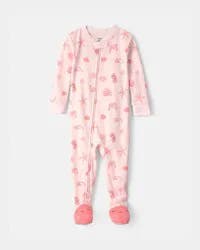 Carters Baby Girl Seashell 100% Cotton Snug Fit 1-Piece Pajama - Pink Pink 18M