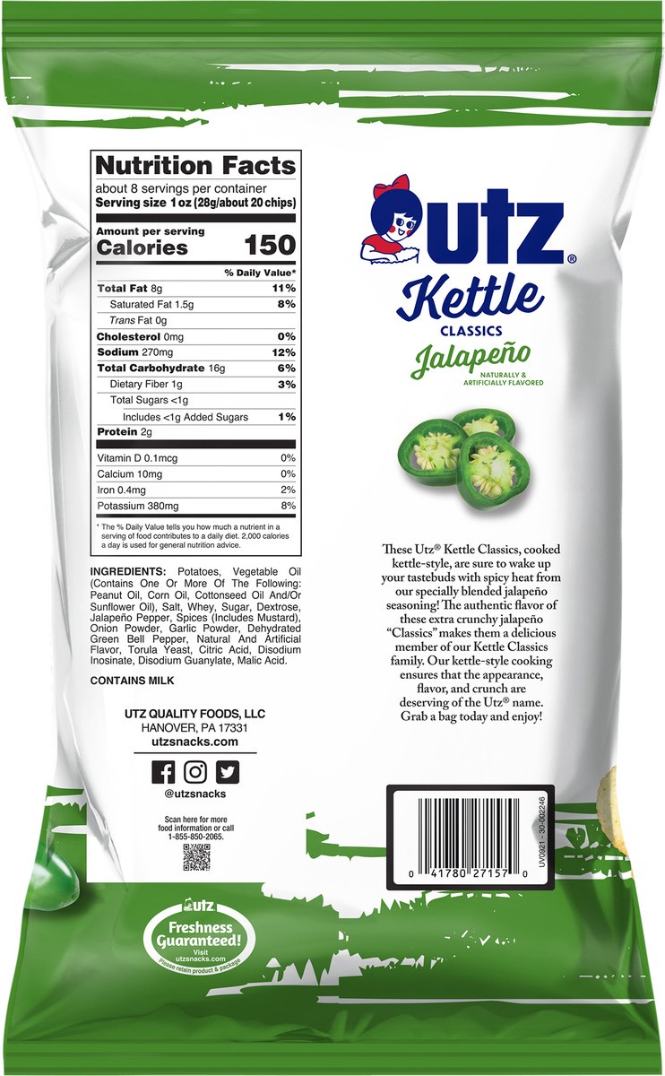slide 7 of 12, Utz Jalapeno Kettle Classics - 7.5 oz, 7.5 oz