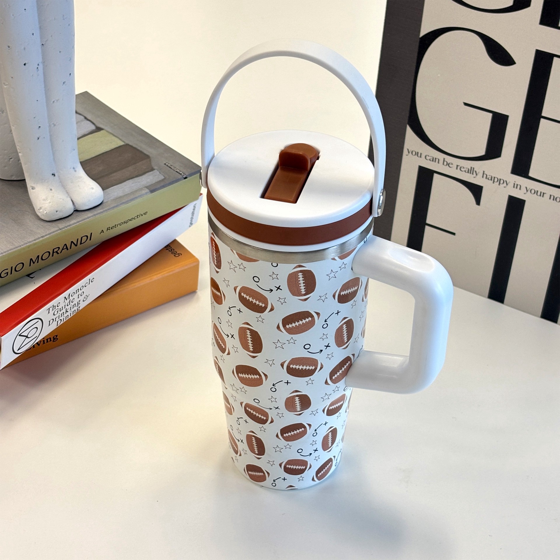 slide 4 of 4, 20oz. Football Stainless Steel Insulated Tumbler By Ashland, 20 oz