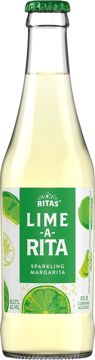 slide 4 of 6, RITAS Lime-A-Rita Sparkling Margarita, 12 fl. oz. Bottle, 8% ABV, 12 fl oz