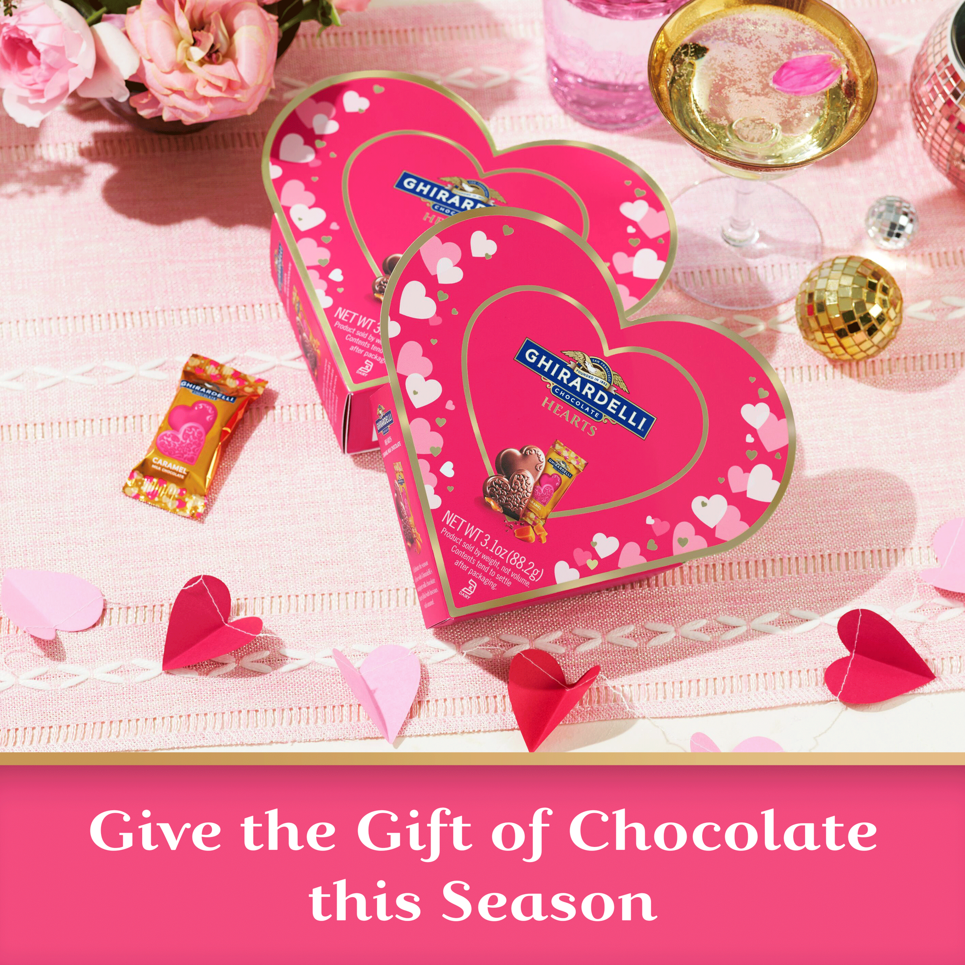 slide 2 of 6, GHIRARDELLI Caramel Milk Chocolate Hearts Gift Box, 3.1 oz, 3.1 oz