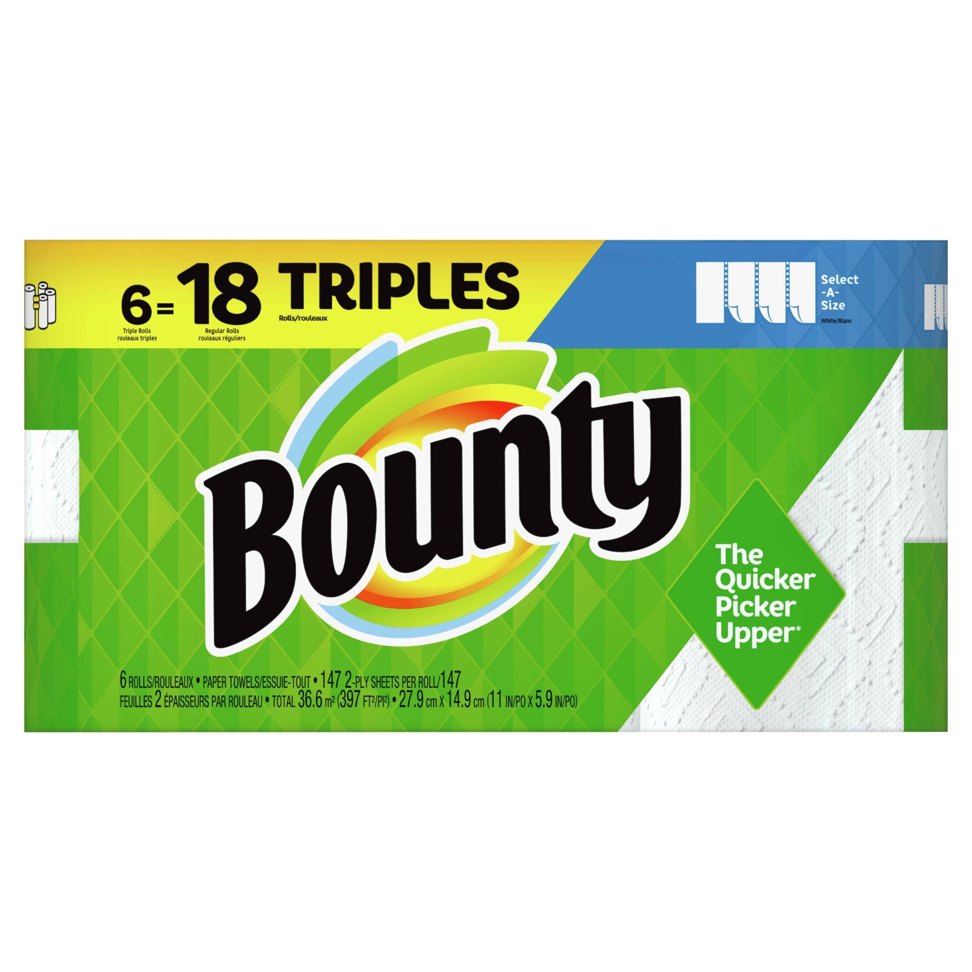 slide 1 of 5, Bounty Select-A-Size White Paper Towels, 6 ct