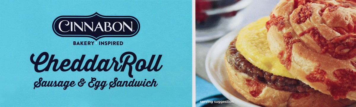 slide 4 of 9, Cinnabon Cheddar Roll Sausage & Egg Sandwich 2 ea, 2 ct