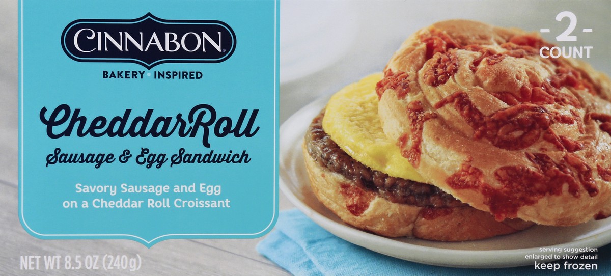 slide 6 of 9, Cinnabon Cheddar Roll Sausage & Egg Sandwich 2 ea, 2 ct