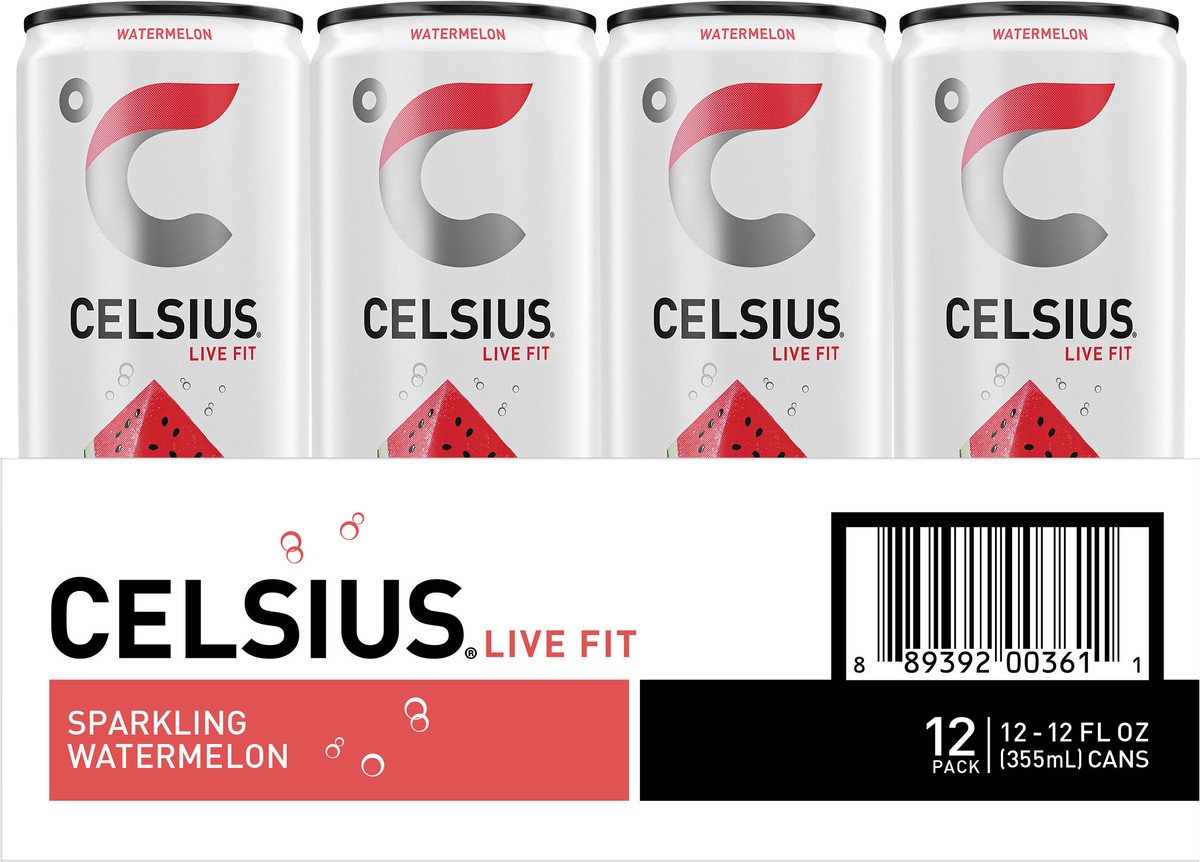 slide 5 of 5, CELSIUS Sparkling Watermelon, Functional Energy Drink 12 Fl Oz (Pack of 12), 12 ct