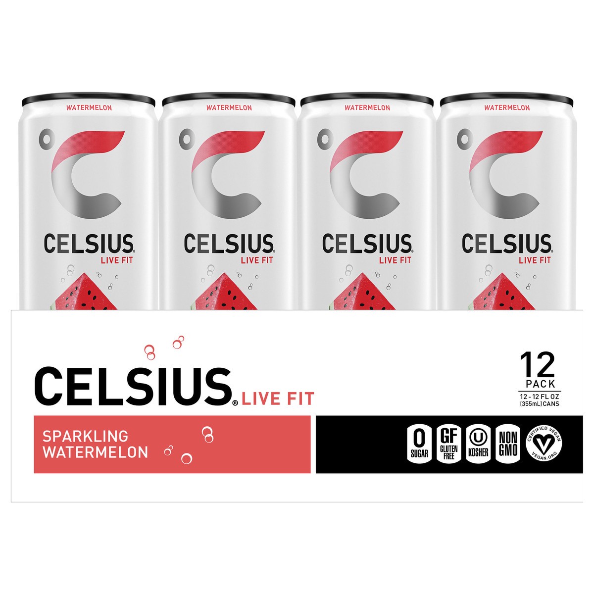 CELSIUS Sparkling Watermelon, Functional Essential Energy Drink 12 Fl ...