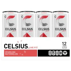 CELSIUS Sparkling Watermelon, Functional Energy Drink 12 Fl Oz (Pack of 12)