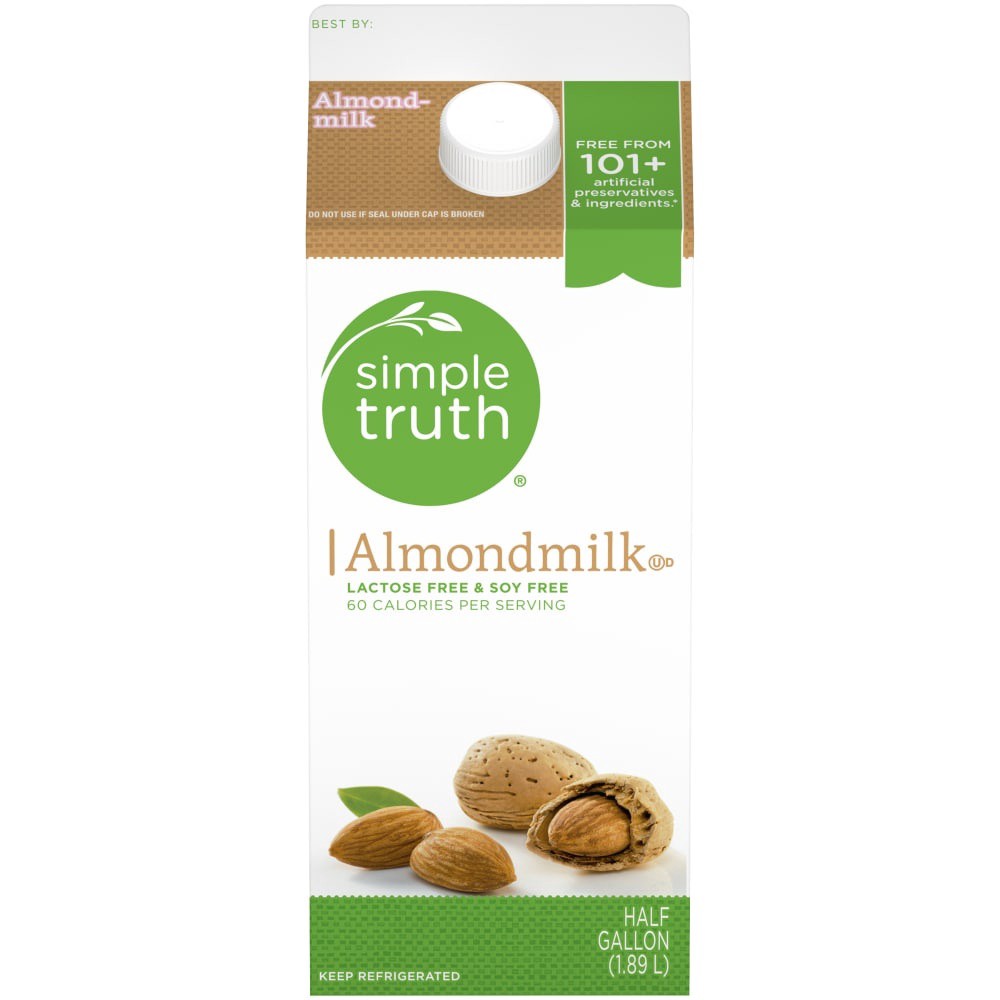 slide 2 of 3, Simple Truth Almond Milk, 1/2 gal