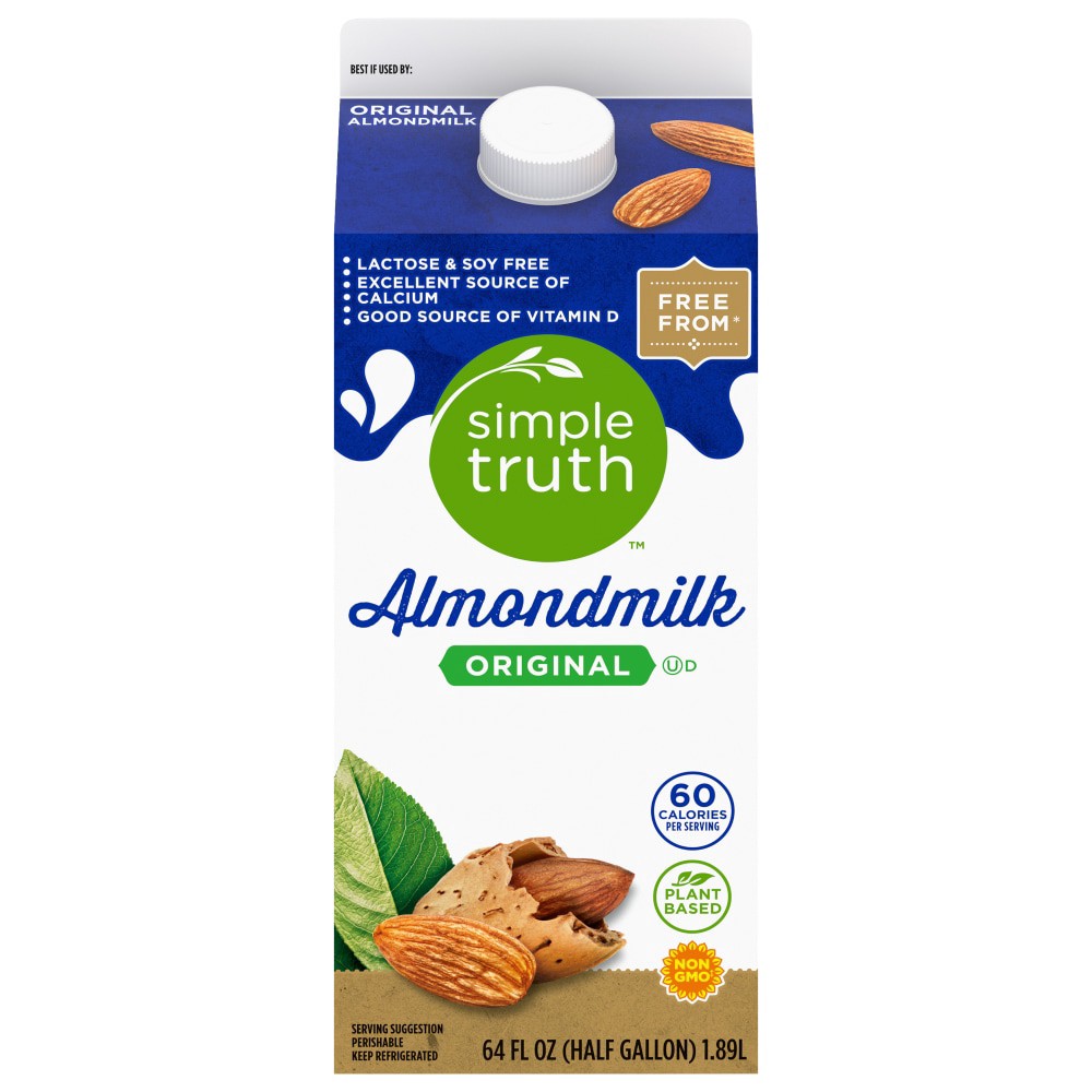 slide 1 of 3, Simple Truth Almond Milk, 1/2 gal