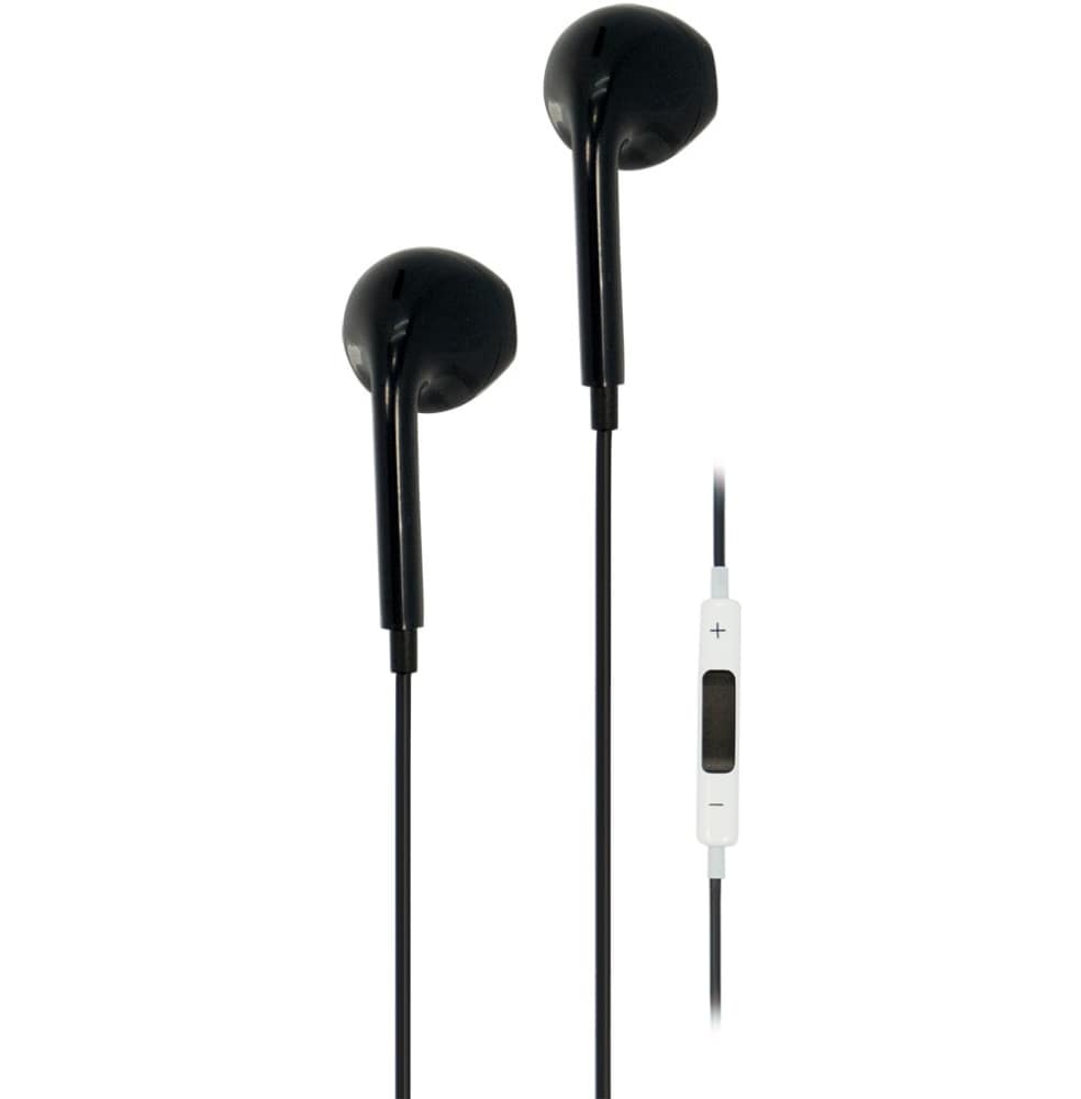 slide 1 of 1, Acoustix Stereo Earbuds With Microphone - Black, 1 ct
