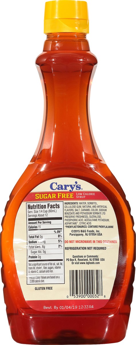 slide 9 of 9, Cary's Sugar Free Low Calorie Syrup 24 fl. oz. Bottle, 24 fl oz