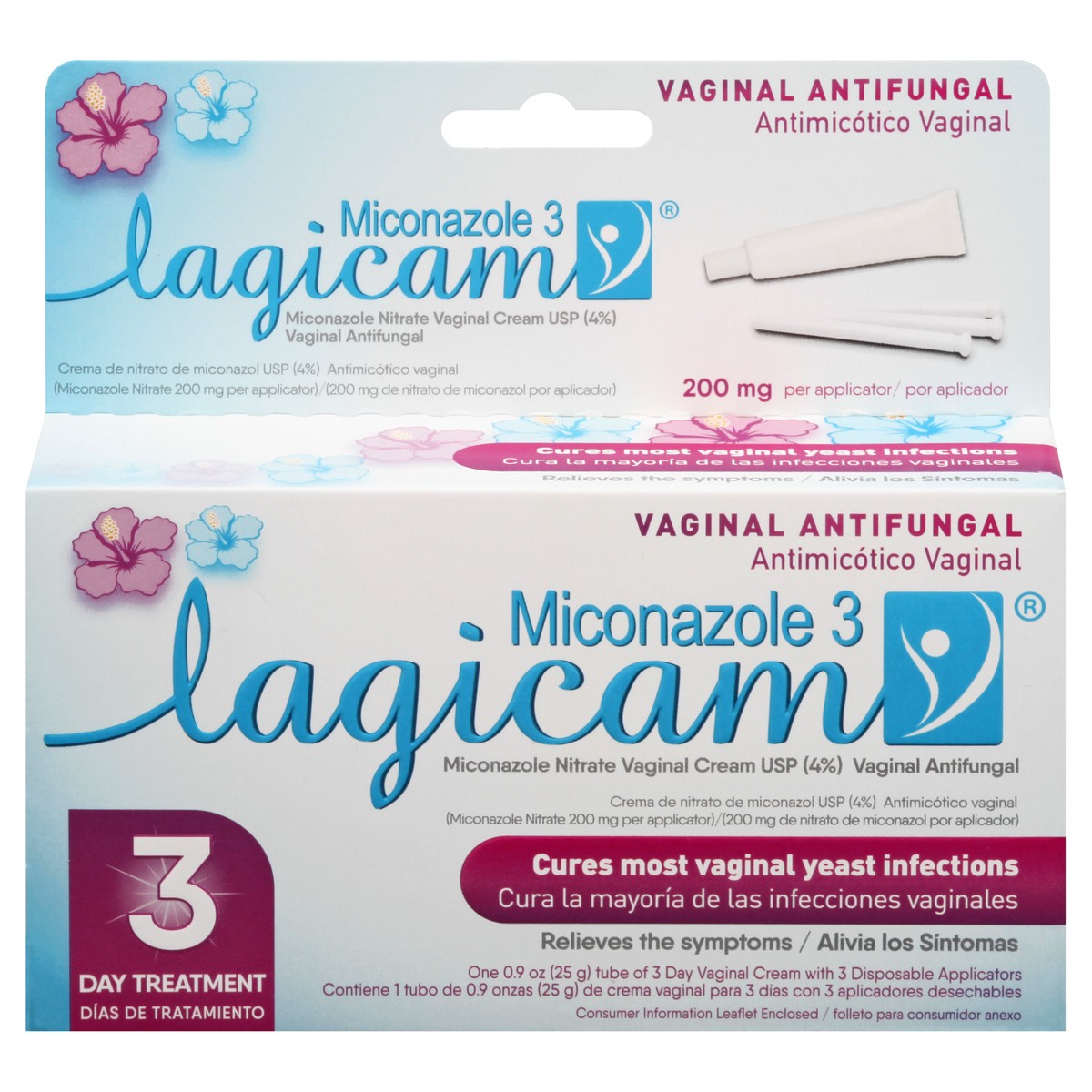 slide 1 of 9, Lagicam 200 mg Miconazole 3 Vaginal Antifungal 3 ea, 3 ct