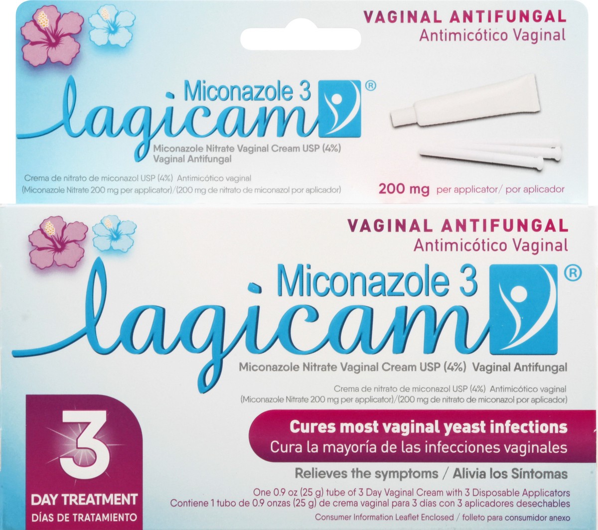 slide 1 of 9, Lagicam 200 mg Miconazole 3 Vaginal Antifungal 3 ea, 3 ct