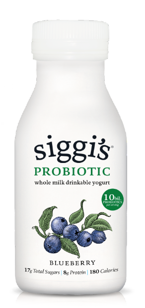 slide 1 of 3, siggi's Probiotic Drinkable Whole Milk Yogurt, Blueberry, 8 fl. oz., 8 fl oz