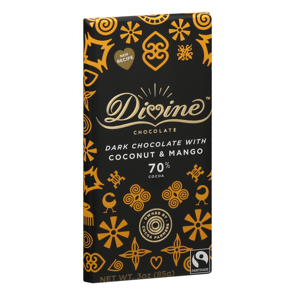 slide 9 of 10, Divine Chocolate 70% Cocoa Coconut & Mango Dark Chocolate 3 oz, 3 oz