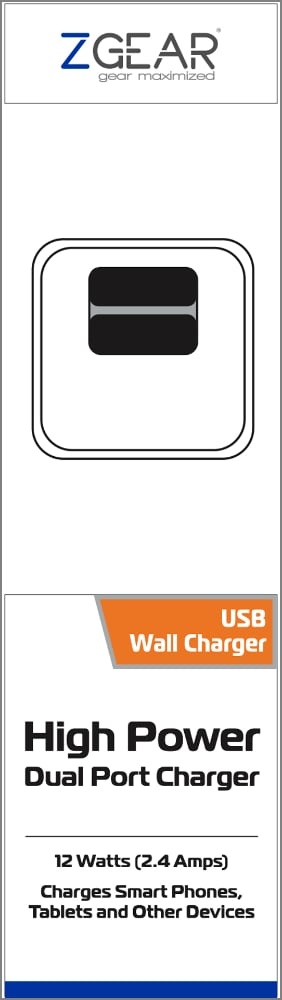 slide 1 of 1, Zgear High Power Dual Port Usb Wall Charger - White, 1 ct