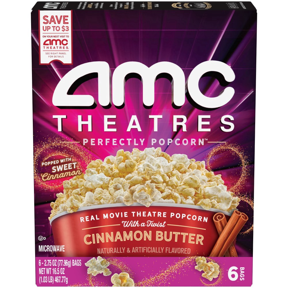 slide 6 of 6, AMC Theatres Perfectly Popcorn™ Cinnamon Butter Popcorn, 6 bags / 2.75 oz