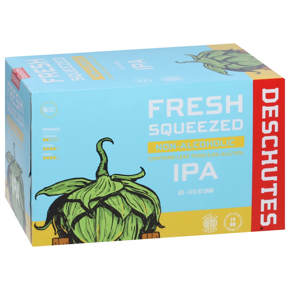 slide 2 of 11, Deschutes Brewery Fresh Squeezed, Non-Alcoholic IPA, Craft Beer, 0.5%ABV, 6 ct