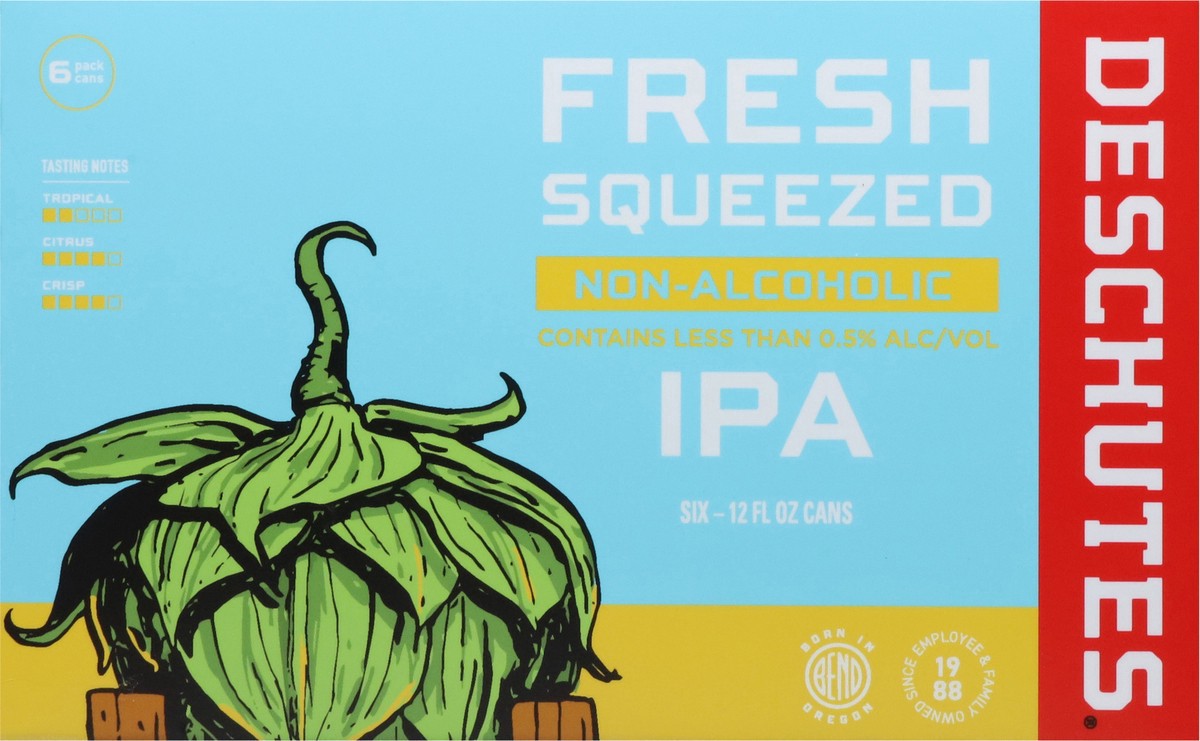 slide 9 of 11, Deschutes Brewery Fresh Squeezed, Non-Alcoholic IPA, Craft Beer, 0.5%ABV, 6 ct