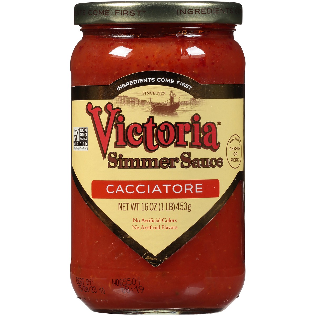 slide 3 of 7, Victoria Cacciatore Simmer Sauce 16 oz. Jar, 16 oz