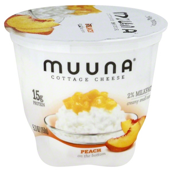 slide 1 of 1, Muuna 2% Cottage Cheese W/Peach, 5.3 oz