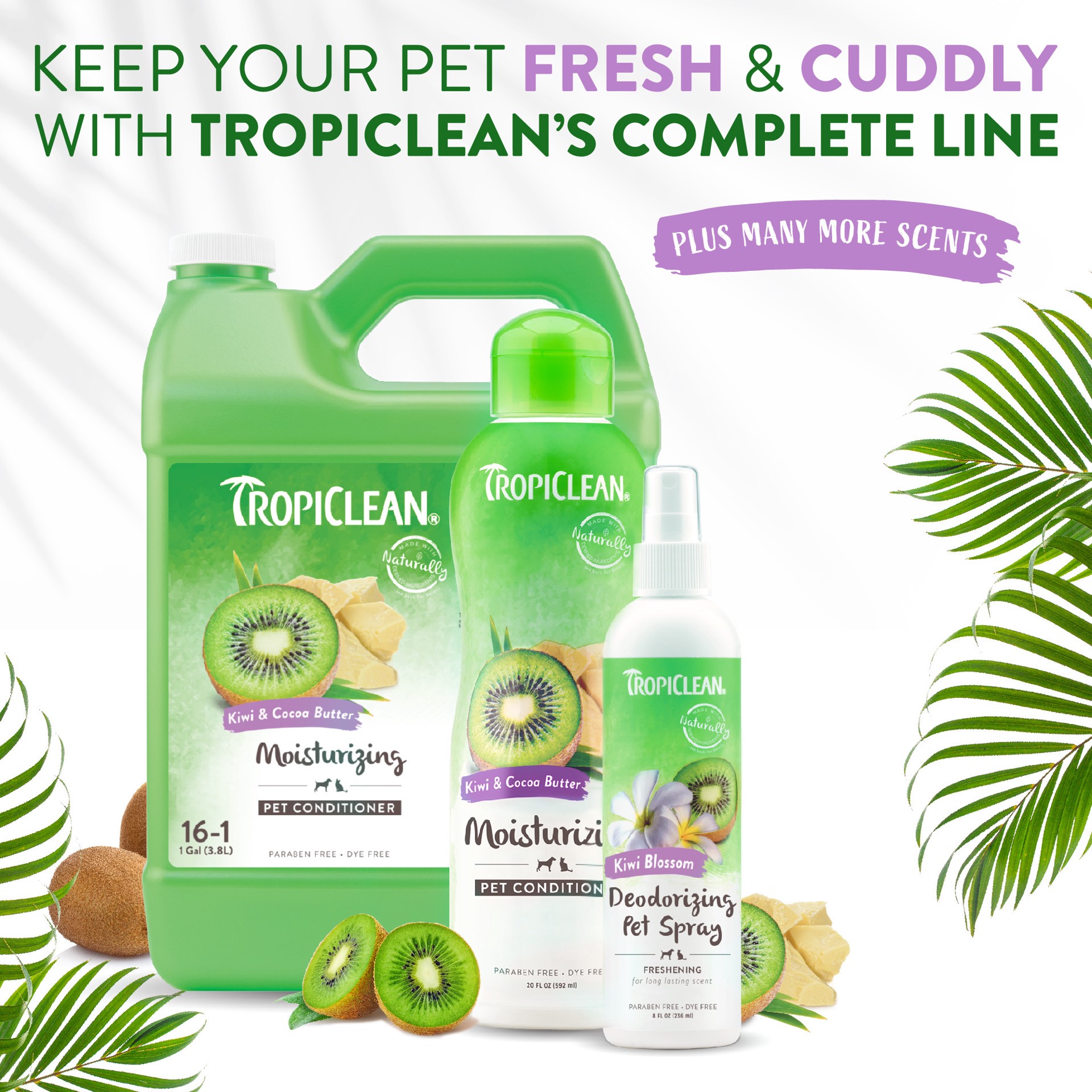 slide 7 of 10, TropiClean Kiwi & Cocoa Butter Moisturizing Conditioner for Pets, 20oz, 20 oz