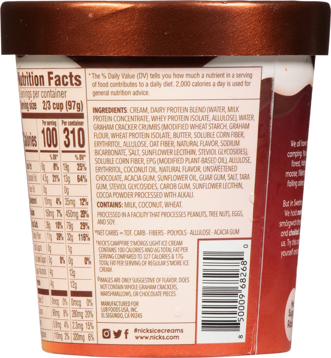 slide 5 of 9, Nick's Campfire S'morgs Flavor Swedish-Style Light Ice Cream 1 pt, 1 pint