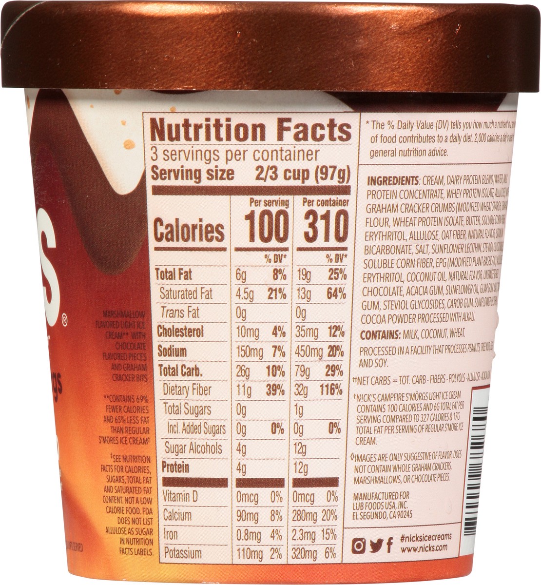 slide 8 of 9, Nick's Campfire S'morgs Flavor Swedish-Style Light Ice Cream 1 pt, 1 pint