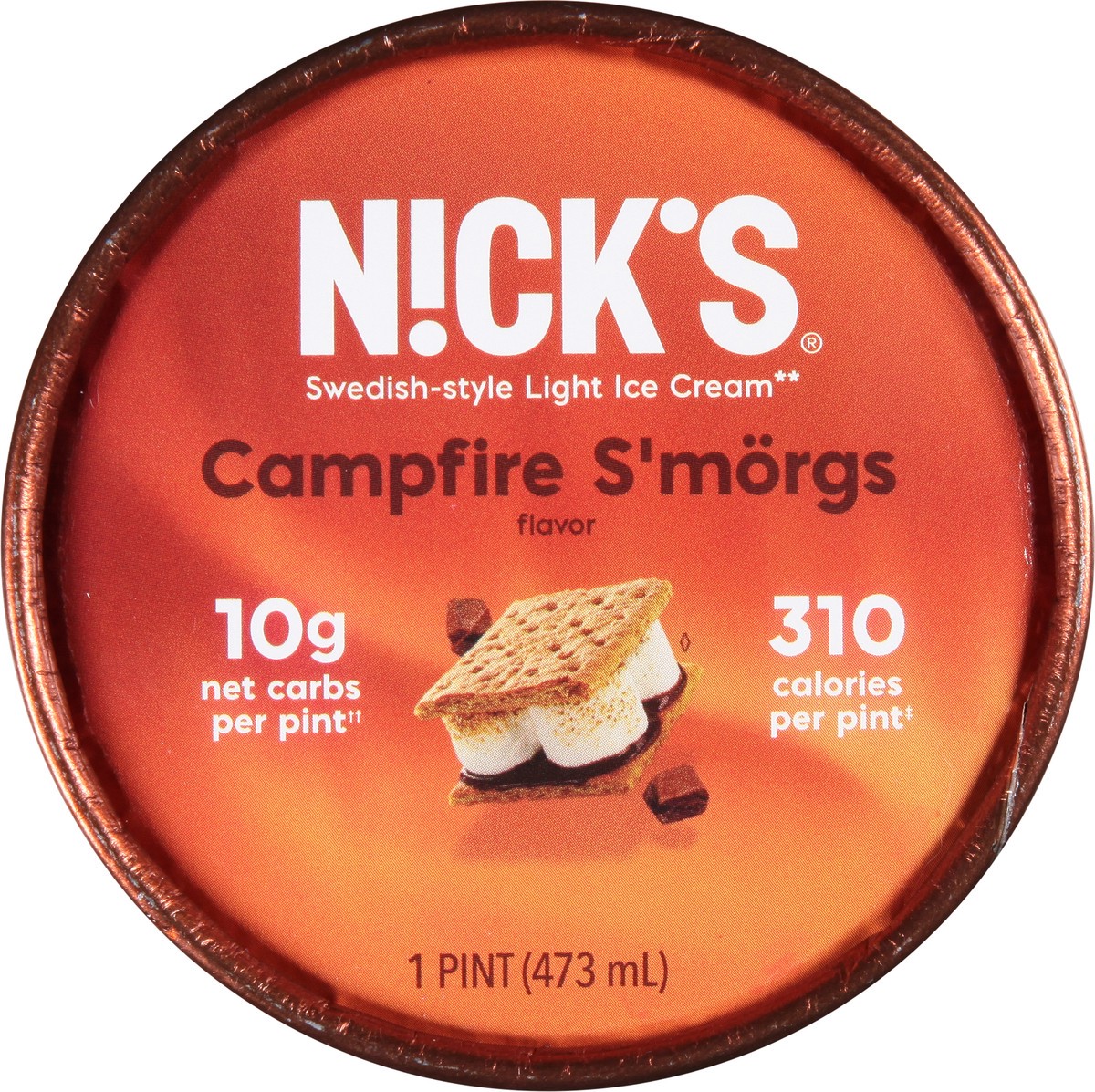 slide 9 of 9, Nick's Campfire S'morgs Flavor Swedish-Style Light Ice Cream 1 pt, 1 pint