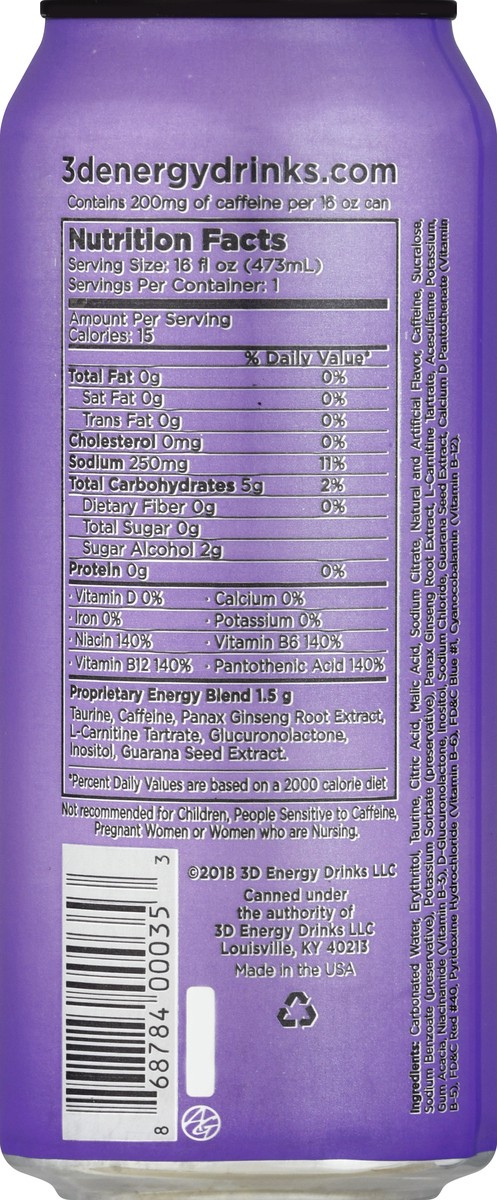 slide 5 of 9, 3D Grape Energy Drink 16 oz, 16 oz