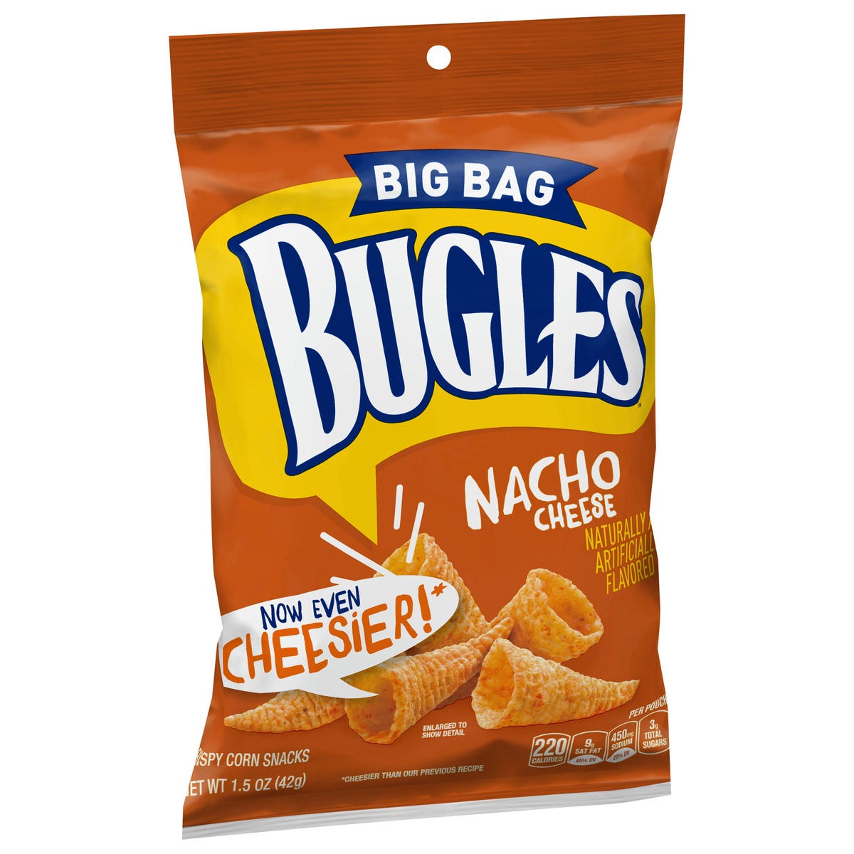 slide 2 of 11, Bugles Nacho Cheese Crispy Corn Snacks, 1 ct