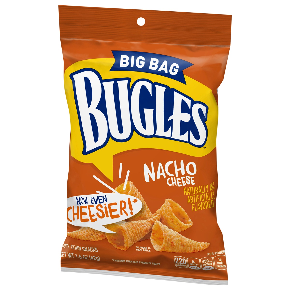 slide 3 of 11, Bugles Nacho Cheese Crispy Corn Snacks, 1 ct