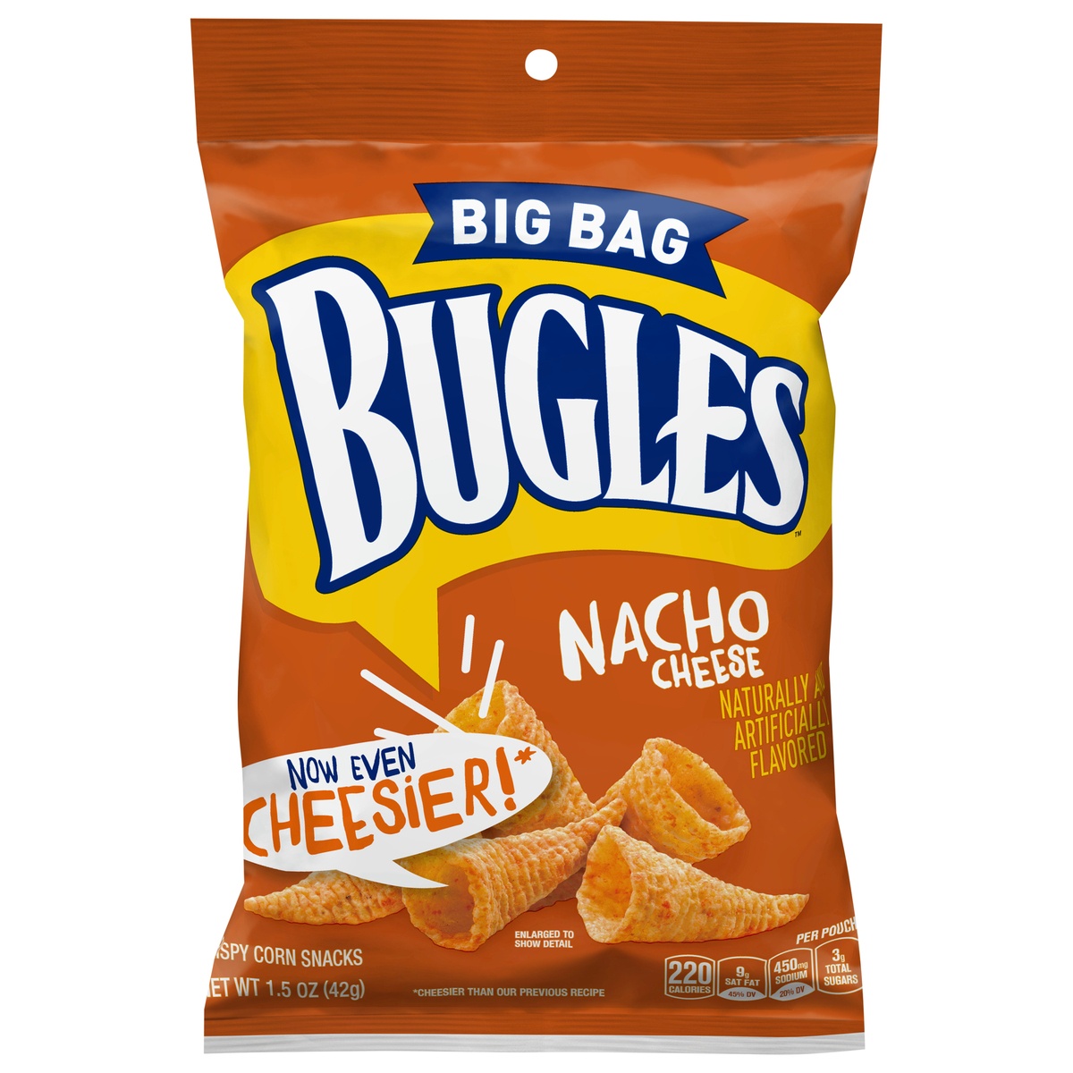 slide 11 of 11, Bugles Nacho Cheese Crispy Corn Snacks, 1 ct