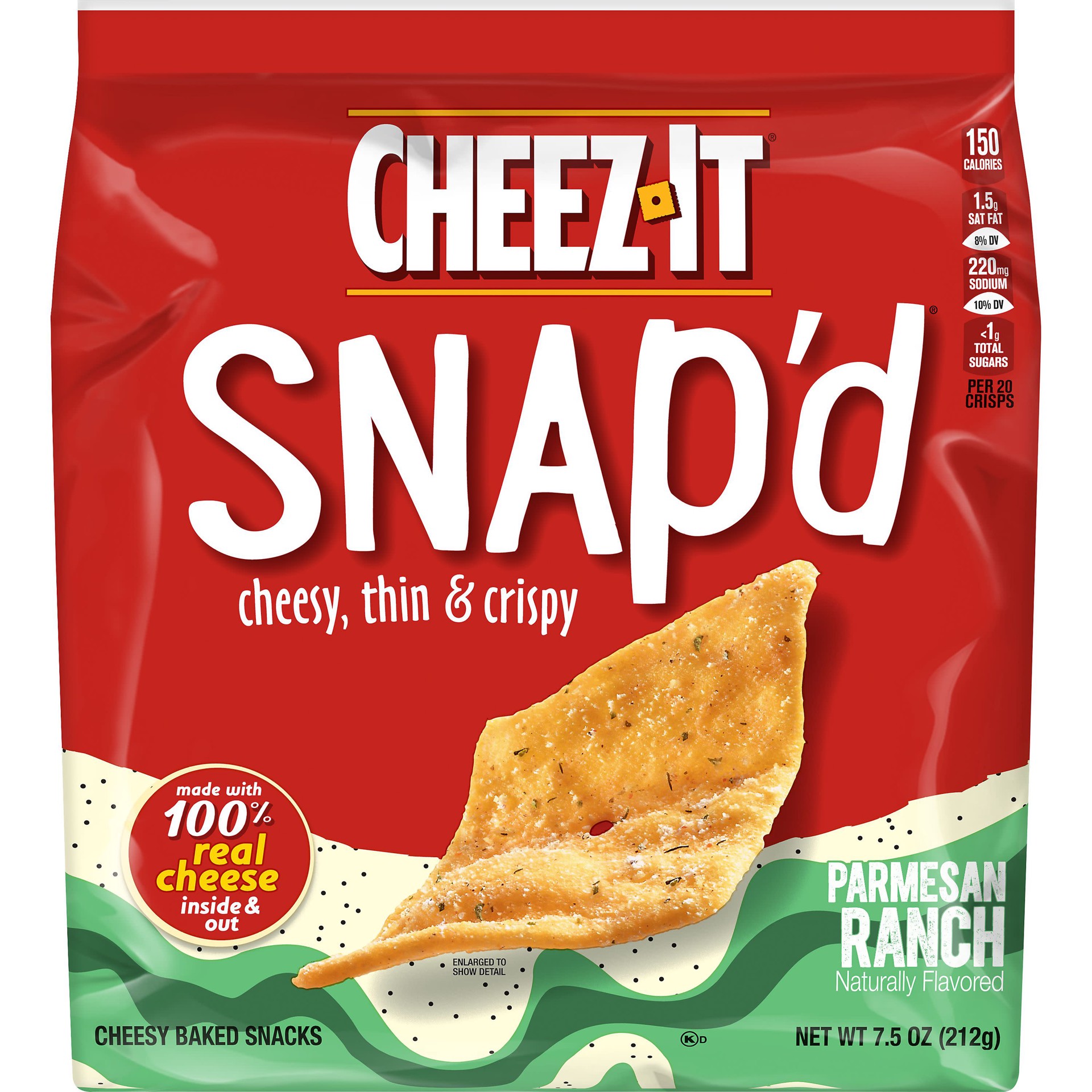 slide 1 of 13, Cheez-It Snap'd, Cheesy Baked Snacks, Parmesan Ranch, Made with Real Cheese, 7.5oz Bag, 7.5 oz